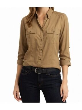 Banana Republic Women's Tan Button-Front Utility Shirt